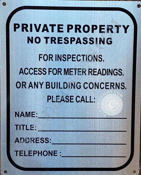 PRIVATE PROPERTY NO TRESPASSING SIGN