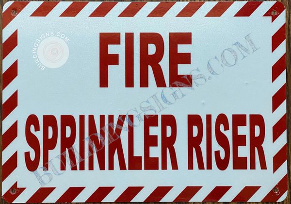 FIRE SPRINKLER RISER SIGN- WHITE BACKGROUND (ALUMINUM SIGNS 7X10)