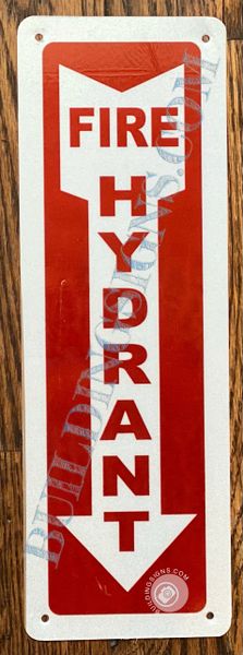 FIRE HYDRANT SIGN- WHITE-RED-WHITE BACKGROUND (ALUMINUM SIGNS 12X4)