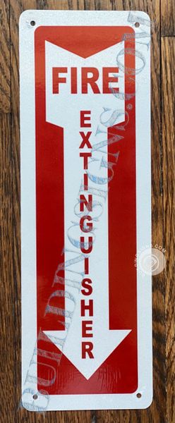 FIRE EXTINGUISHER SIGN- WHITE-RED-WHITE BACKGROUND (ALUMINUM SIGNS 8X3)