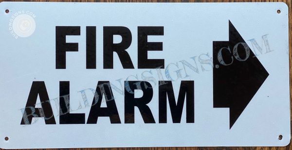 FIRE ALARM SIGN- WHITE BACKGROUND (ALUMINUM SIGNS 6X12)