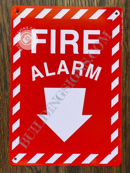 FIRE ALARM SIGN- RED BACKGROUND (ALUMINUM SIGNS 10X7)