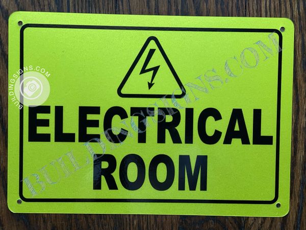 ELECTRICAL ROOM SIGN- YELLOW BACKGROUND (ALUMINUM SIGNS 7X10)