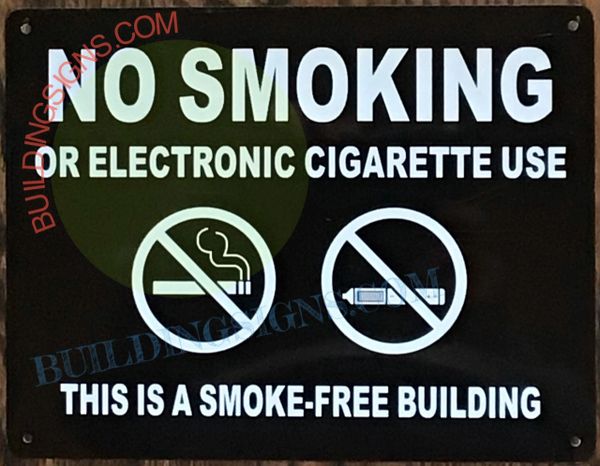NYC Smoke free Act Sign "No Smoking or Electric cigarette Use" - THIS IS A SMOKE FREE BUILDING - black rock line