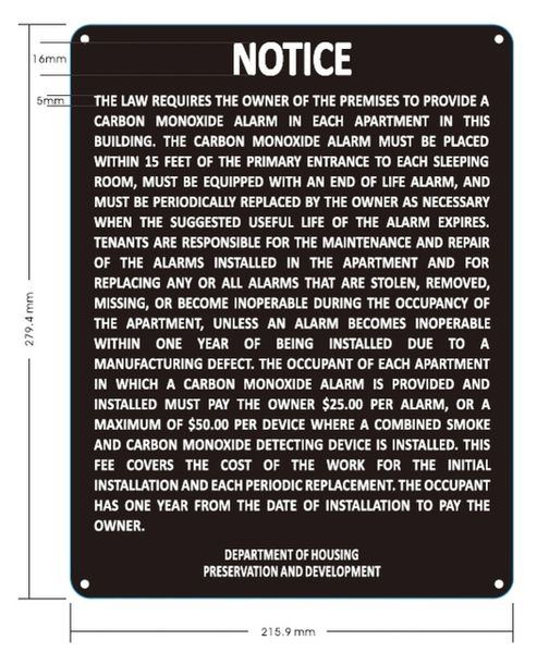 HPD Smoke detector notice(27-2045,28 RCNY § 12-01)- black Rock line