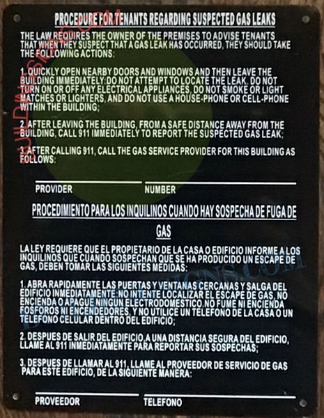 HPD Gas Leak Notice (HMC § 27-2005,§ 12-11)-black rock line