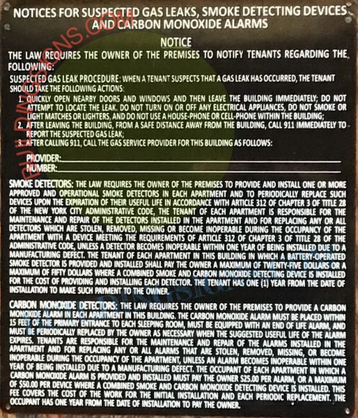 Notices for Suspected Gas Leaks, Smoke Detecting Devices and Carbon Monoxide Alarms ( black,10.9X12.7)-12-12.1-Black rock line