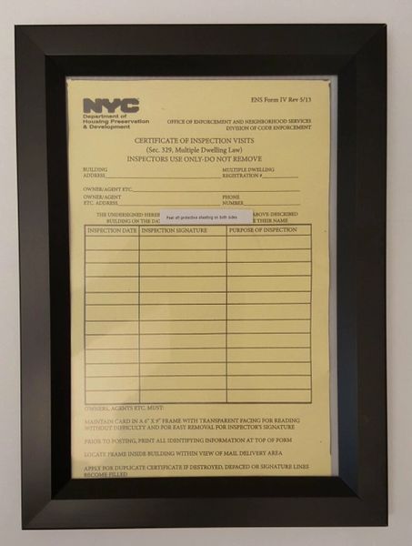 FIRE SAFETY PLAN FRAME - BLACK (STANDARD - ALUMINUM 8.5 x 11 )