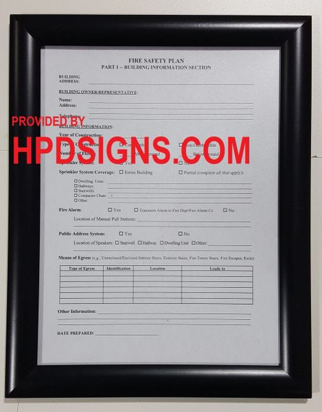 FIRE SAFETY PLAN FRAME ( BLACK COLOR,8.5X11)