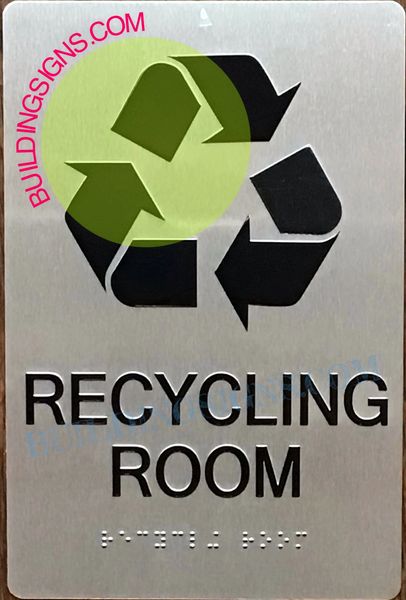 RECYCLING ROOM SIGN- SILVER (ALUMINUM SIGNS 6x9)