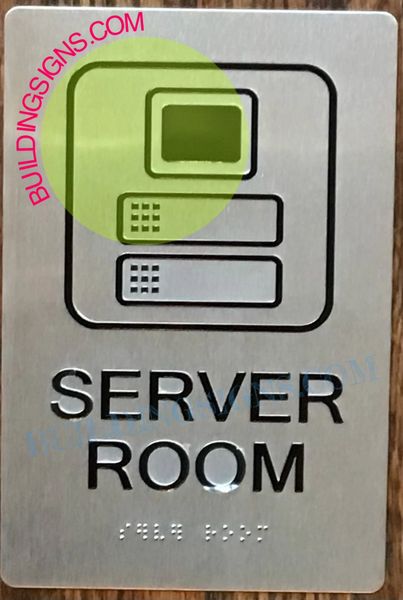 Server Room SIGN- SILVER (ALUMINUM SIGNS 6x9)