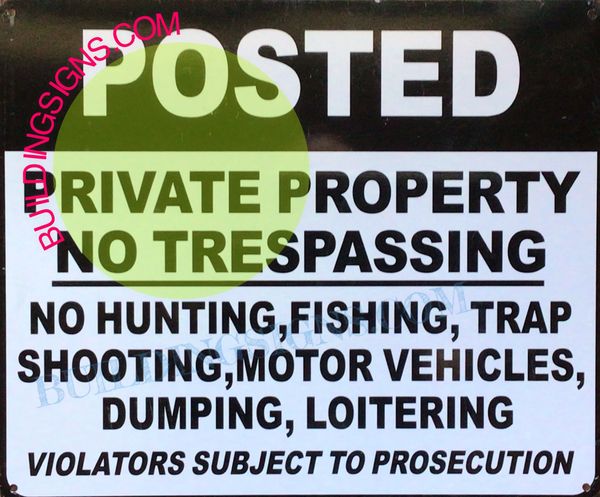 NO TRESPASSING NO HUNTING SIGN (ALUMINUM SIGNS 11.9X9.8)