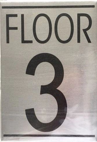 FLOOR NUMBER THREE (3) SIGN – BRUSHED ALUMINUM