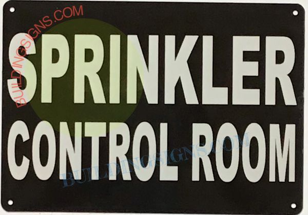 SPRINKLER CONTROL ROOM SIGN- BLACK (ALUMINUM SIGNS 10X12)