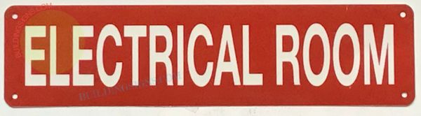 ELECTRICAL ROOM SIGN- RED (ALUMINUM SIGNS 3X12)