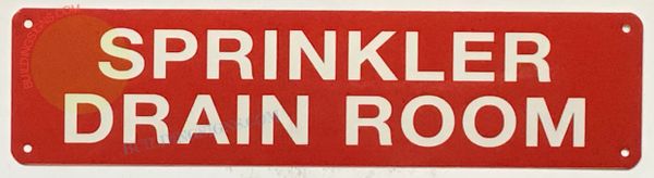 SPRINKLER DRAIN ROOM SIGN (ALUMINUM SIGNS 3X12)