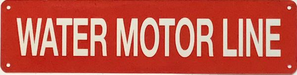 WATER MOTOR LINE SIGN- RED (ALUMINUM SIGNS 3X12)