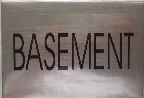 FLOOR NUMBER SIGN - BASEMENT FLOOR SIGN- BRUSHED ALUMINUM