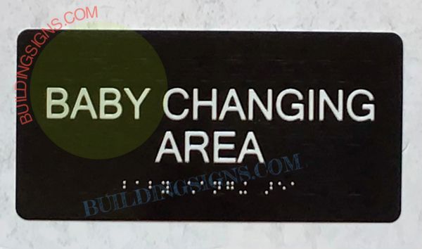 BABY CHANGING AREA SIGN- BRAILLE- BLACK (ALUMINUM SIGNS 4X8)
