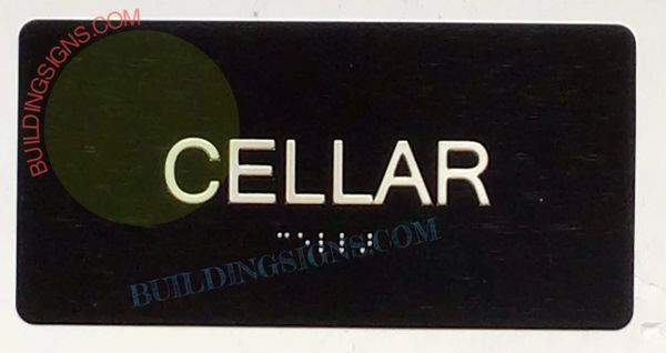 CELLAR SIGN- BRAILLE- BLACK (ALUMINUM SIGNS 4X8)