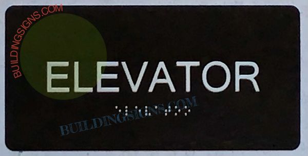 Elevator SIGN- BRAILLE- BLACK (ALUMINUM SIGNS 4X8)
