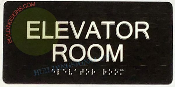 Elevator ROOM SIGN- BRAILLE- BLACK (ALUMINUM SIGNS 4X8)