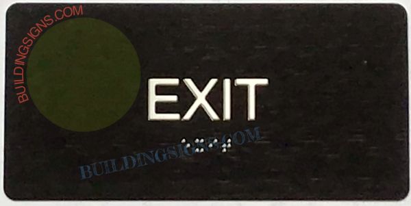 EXIT SIGN- BRAILLE- BLACK (ALUMINUM SIGNS 4X8)