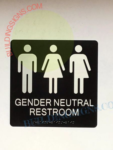 GENDER NEUTRAL RESTROOM SIGN- BRAILLE- BLACK (ALUMINUM SIGNS 10X10)