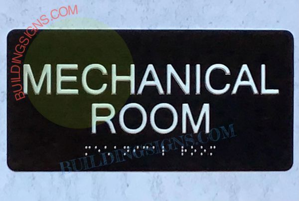 Mechanical Room Sign- BRAILLE- BLACK (ALUMINUM SIGNS 4X8)