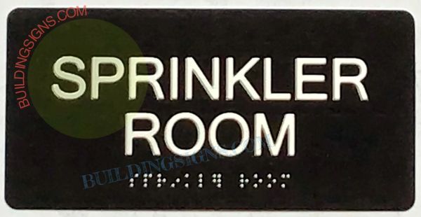 Sprinkler Room SIGN- BRAILLE- BLACK (ALUMINUM SIGNS 4X8)