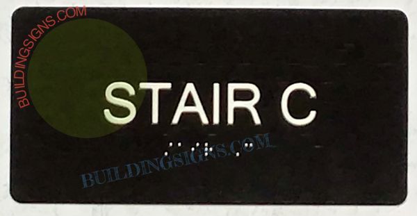 STAIR C SIGN- BRAILLE- BLACK (ALUMINUM SIGNS 4X8)