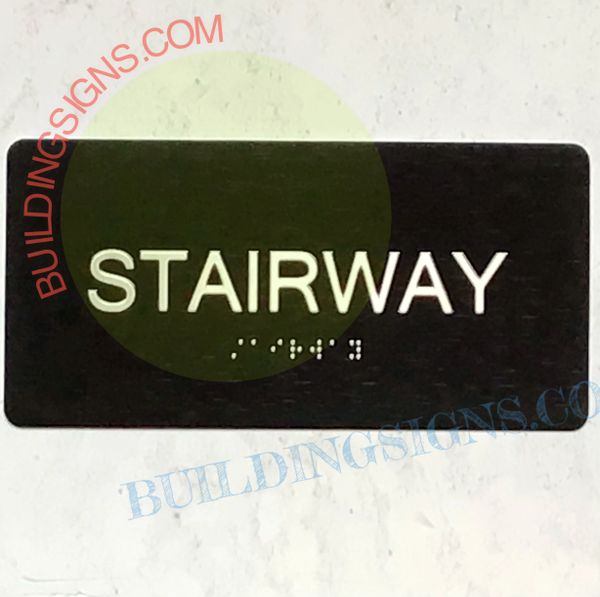 Stairway Sign- BRAILLE- BLACK (ALUMINUM SIGNS 4X8)
