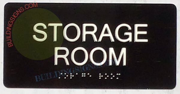 STORAGE ROOM Sign- BRAILLE- BLACK (ALUMINUM SIGNS 4X8)