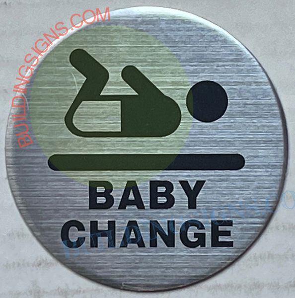 BABY CHANGE SIGN (ROUND ALUMINUM SIGNS 4X4)