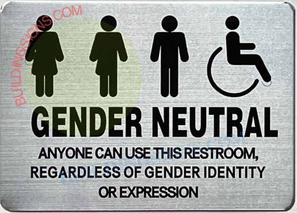 GENDER NEUTRAL SIGN - SILVER (ALUMINUM SIGNS 7X10)