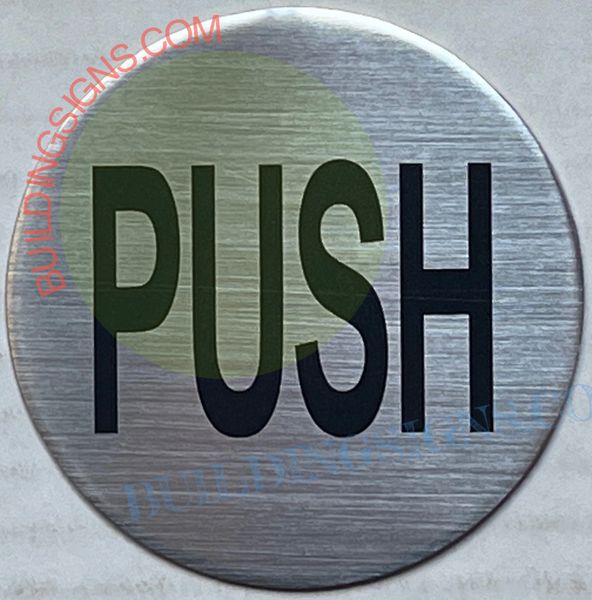 PUSH SIGN - SILVER ALUMINUM (ALUMINUM SIGNS 4X4)