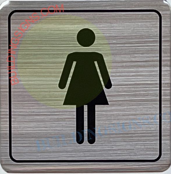 LADY SIGN- BRUSHED ALUMINUM (ALUMINUM SIGNS 4X4)