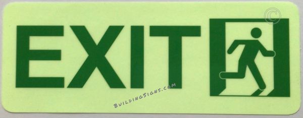 EXIT SIGN (STICKER SAFETY SIGNS 4X12)- VINYL PLASTIC- PHOTOLUMINESCENT