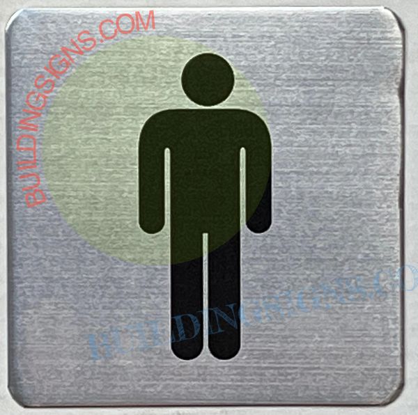 MEN SIGN - BRUSHED ALUMINUM (ALUMINUM SIGNS 6X6)