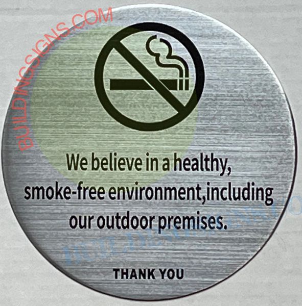 NO SMOKING SIGN- BRUSHED ALUMINUM BACKGROUND (ALUMINUM SIGNS 6X6)