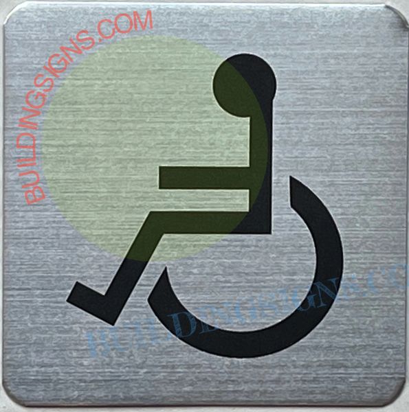 ACCESSIBLE SYMBOL SIGN- SILVER BACKGROUND (ALUMINUM SIGNS 6X6)