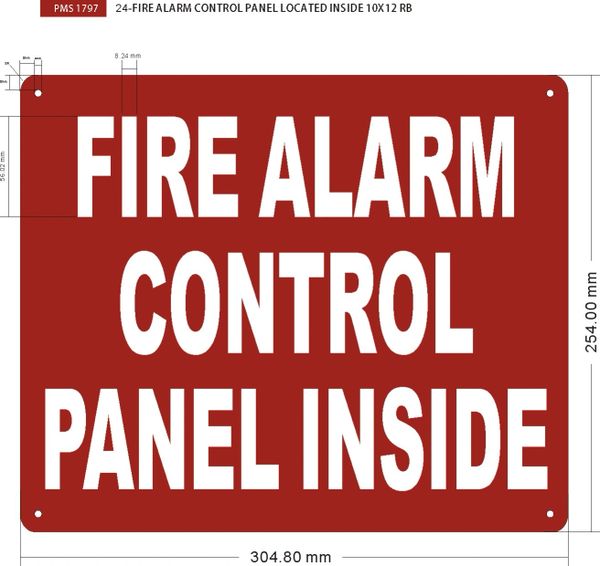 FIRE ALARM CONTROL PANEL INSIDE SIGN (ALUMINUM SIGNS 10X12)