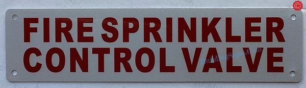 FIRE SPRINKLER CONTROL VALVE SIGN- WHITE (ALUMINUM SIGNS 2X8)