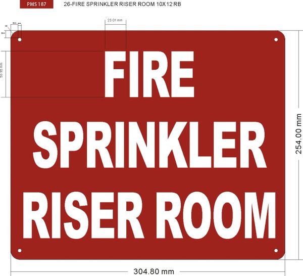 FIRE SPRINKLER RISER ROOM SIGN- RED (ALUMINUM SIGNS 10X12)