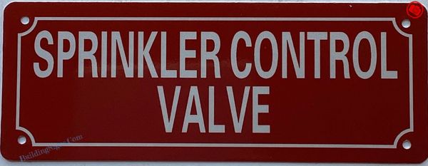 SPRINKLER CONTROL VALVE SIGN- RED (ALUMINUM SIGNS 3X8)