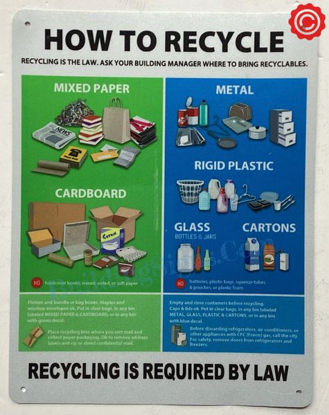 HOW TO RECYCLE SIGN (ALUMINUM SIGNS 8.5X11)
