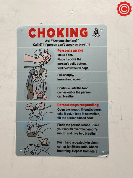 CHOKING Sign (Aluminium SIGNS 10X12)