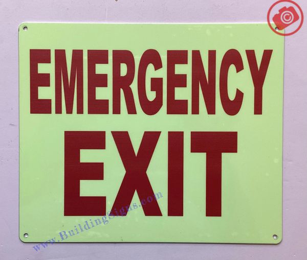 EMERGENCY EXIT SIGN (ALUMINUM SIGNS 10X12)