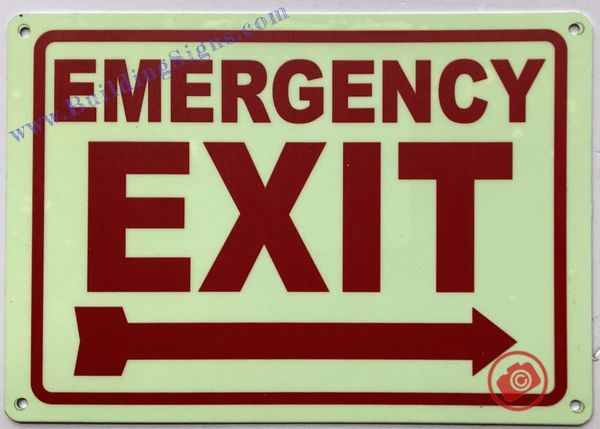 EMERGENCY EXIT RIGHT SIGN (ALUMINUM SIGNS 10X12)