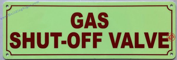 GAS SHUT-OFF VALVE SIGN (ALUMINUM SIGNS 3X12)